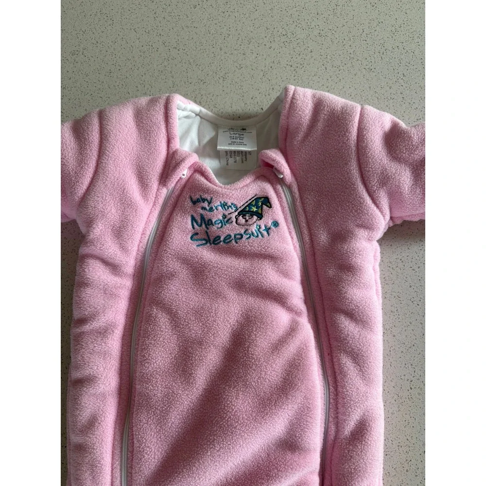 Baby Merlin's Magic Sleepsuit Pink Fleece Transition Swaddle 6-9M Montessori